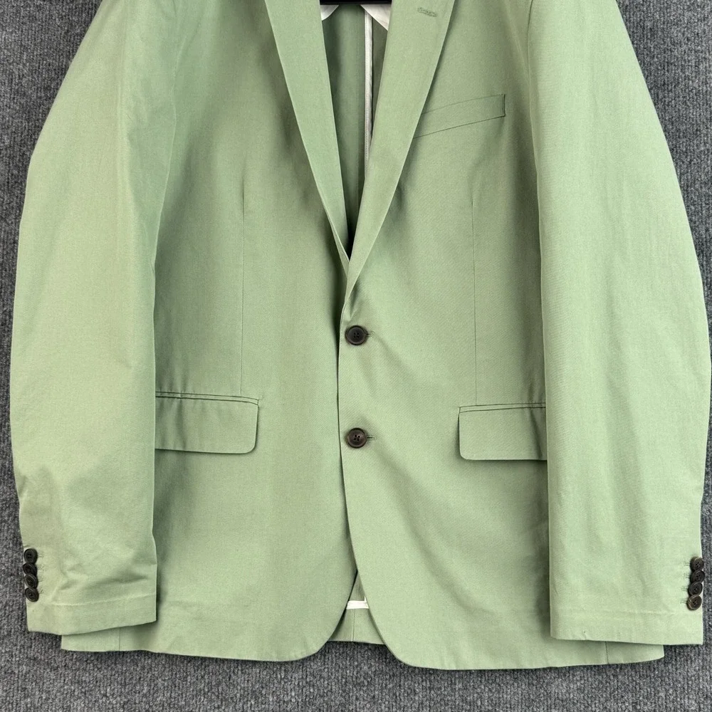 Reiss Pinot B Blazer Mens 42 Sage Green Cotton Sport Coat Made Portugal